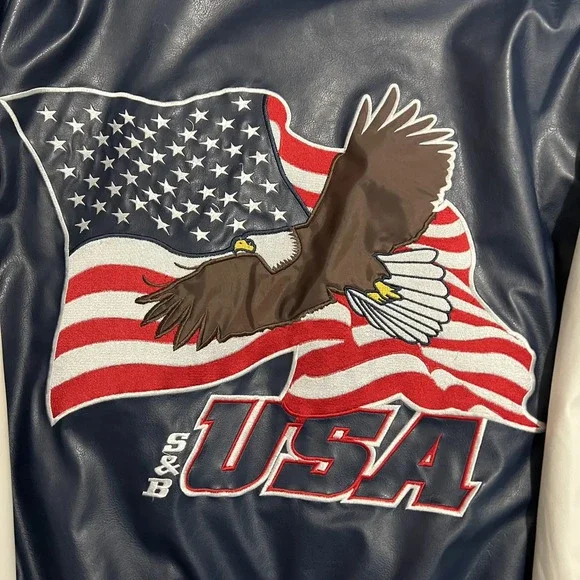 Steve & Barry’s USA Eagle Varsity Jacket Bomber Wool Leather Mens XL Y2K Vintage - Picture 9 of 13